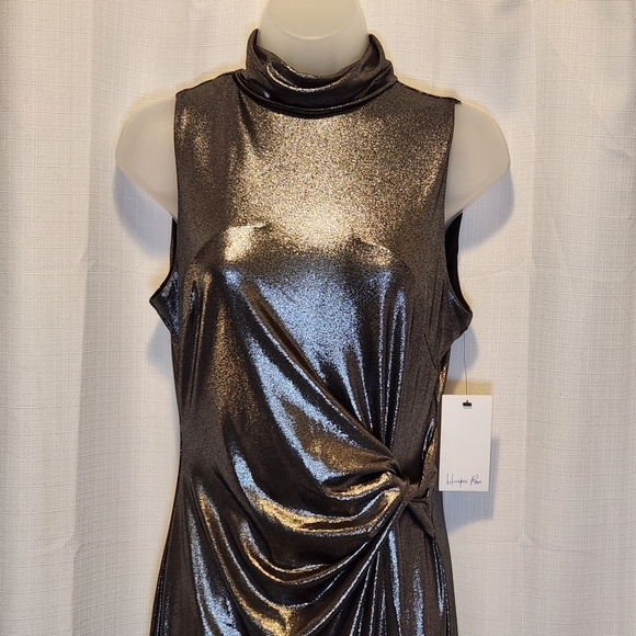 Harper Rose Formal Silver Sleeveless Mocked Neck Sheath Midi Dress Size 6 - Picture 5 of 8